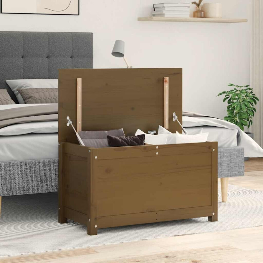 vidaXL Opbergbox honingbruin 80x40x45,5 cm massief grenenhout afbeelding 1