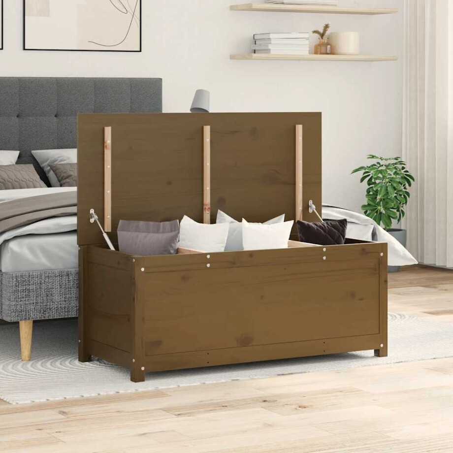 vidaXL Opbergbox honingbruin 110x50x45,5 cm massief grenenhout afbeelding 1
