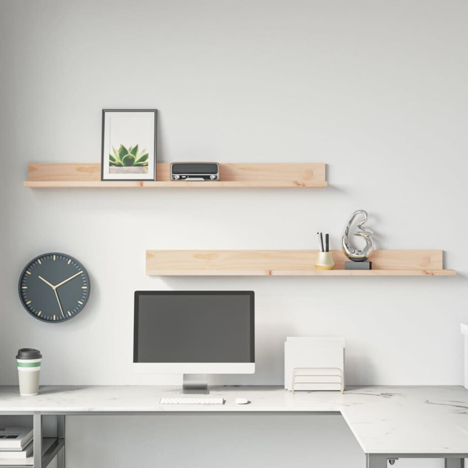 vidaXL Wandkasten 2 st 110x11x9 cm massief grenenhout afbeelding 1