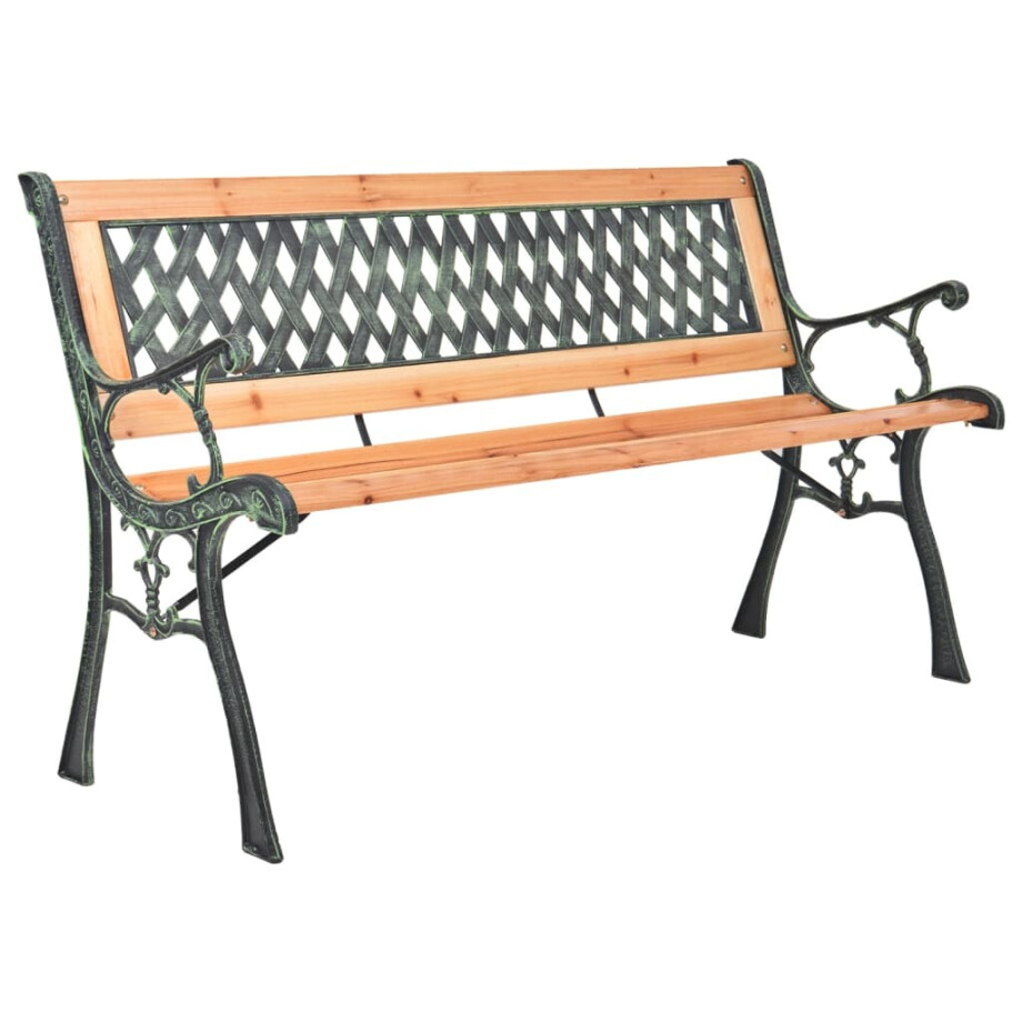vidaXL Tuinbank 116 cm gietijzer en massief vurenhout afbeelding 1