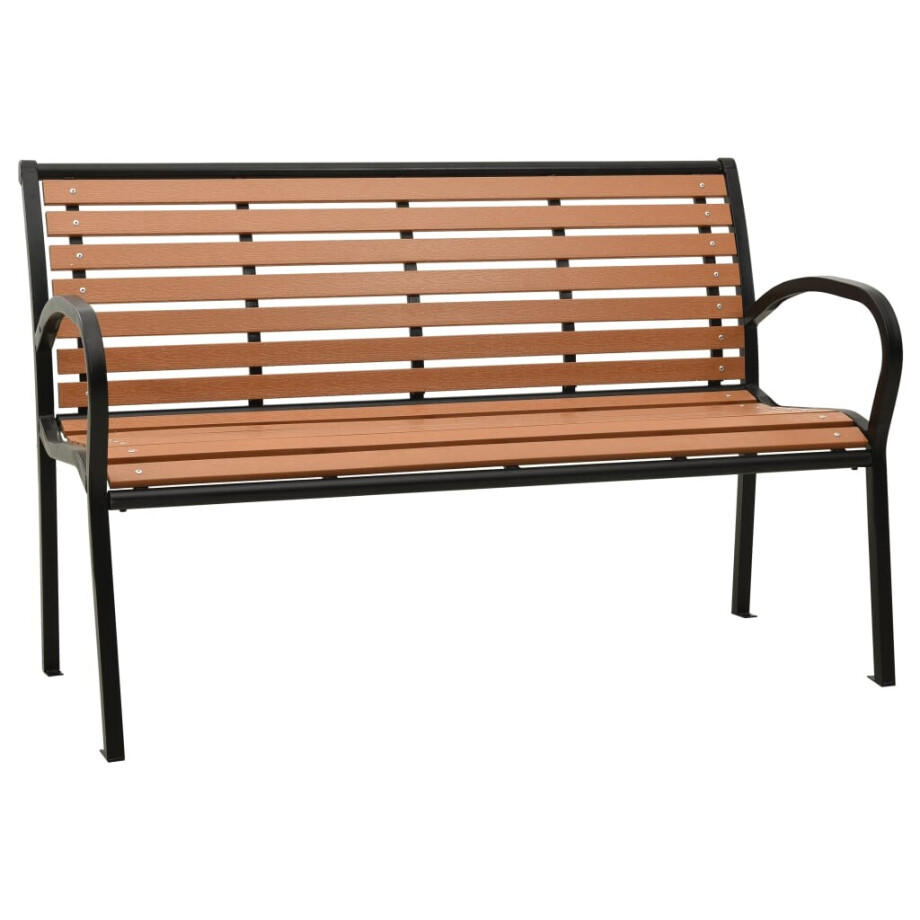 vidaXL Tuinbank 116 cm staal en HKC zwart en bruin afbeelding 1