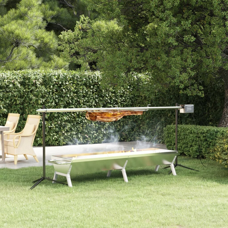 vidaXL Barbecueplaat 158x42x31 cm roestvrij staal zilverkleurig vidaXL Barbecueplaat 158x42x31 cm roestvrij staal zilverkleurig afbeelding 1