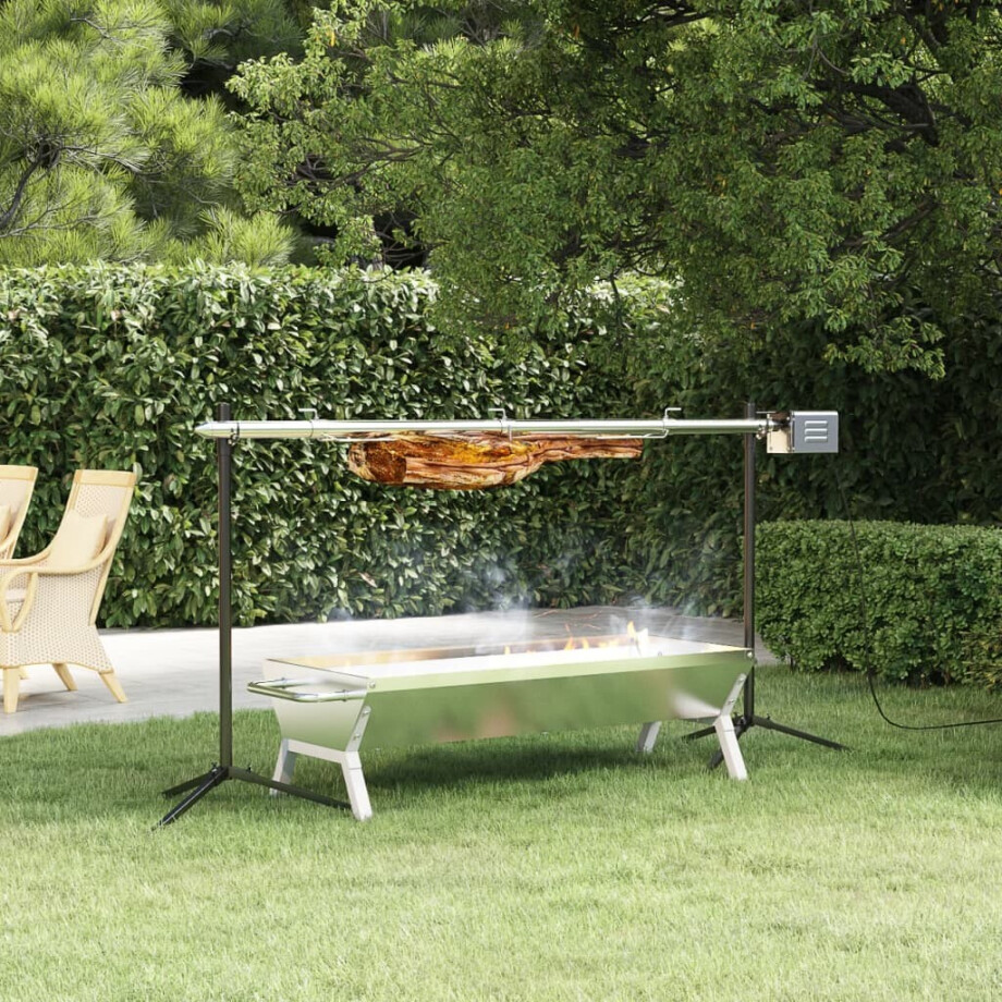 vidaXL Barbecueplaat 118x42x30,5 cm roestvrij staal zilverkleurig afbeelding 1