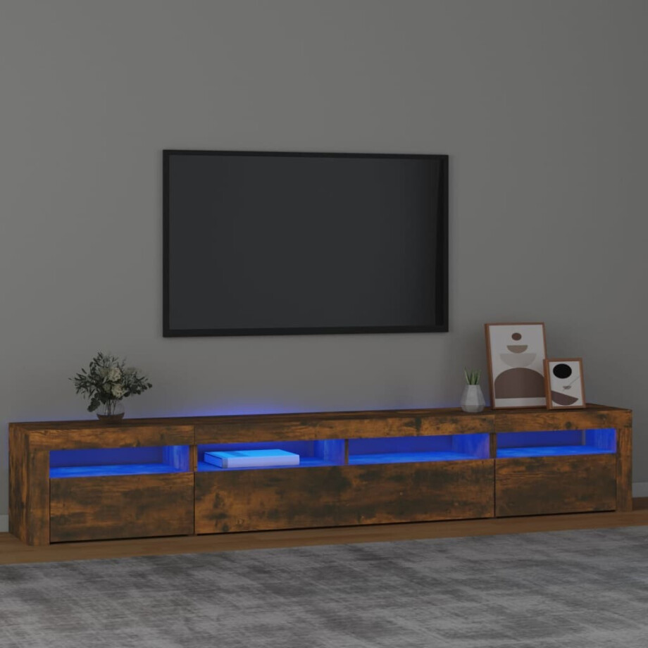 vidaXL Tv-meubel met LED-verlichting 240x35x40 cm gerookt eikenkleurig vidaXL Tv-meubel met LED-verlichting 240x35x40 cm gerookt eikenkleurig afbeelding 1