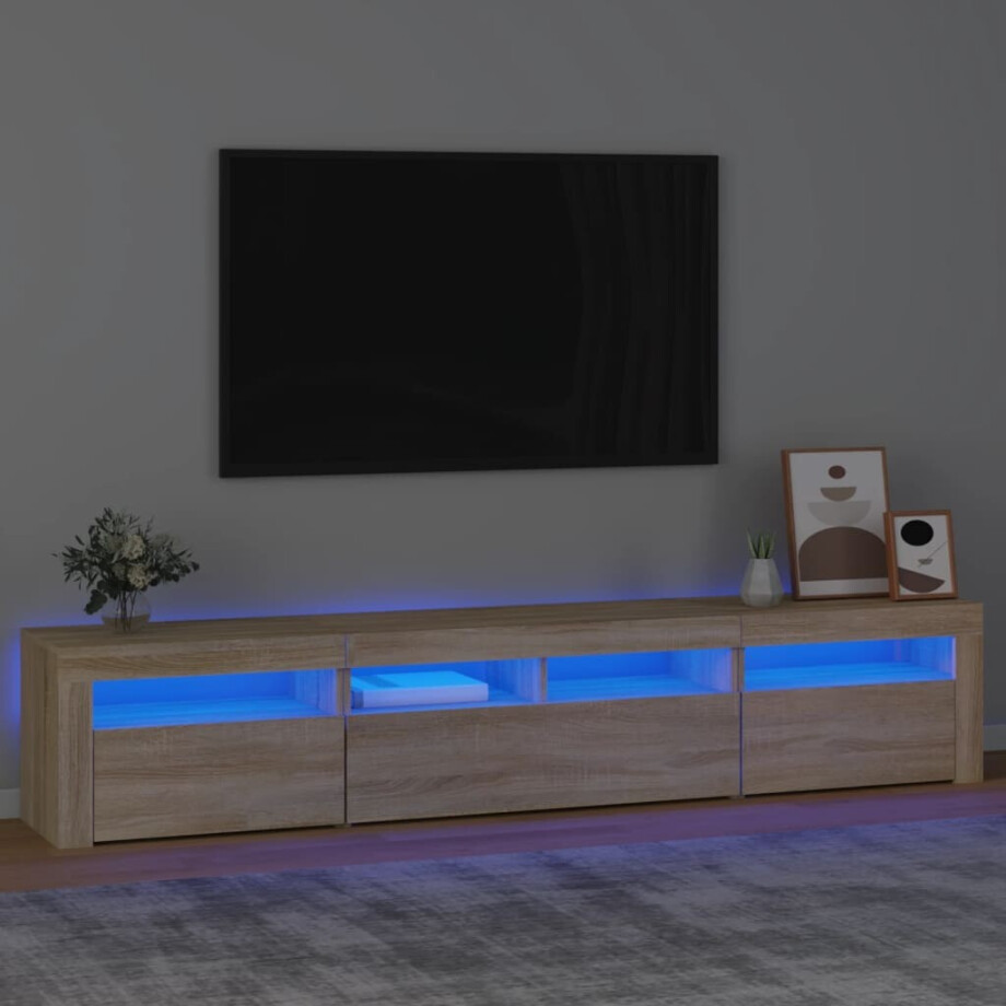 vidaXL Tv-meubel met LED-verlichting 210x35x40 cm sonoma eikenkleurig vidaXL Tv-meubel met LED-verlichting 210x35x40 cm sonoma eikenkleurig afbeelding 1