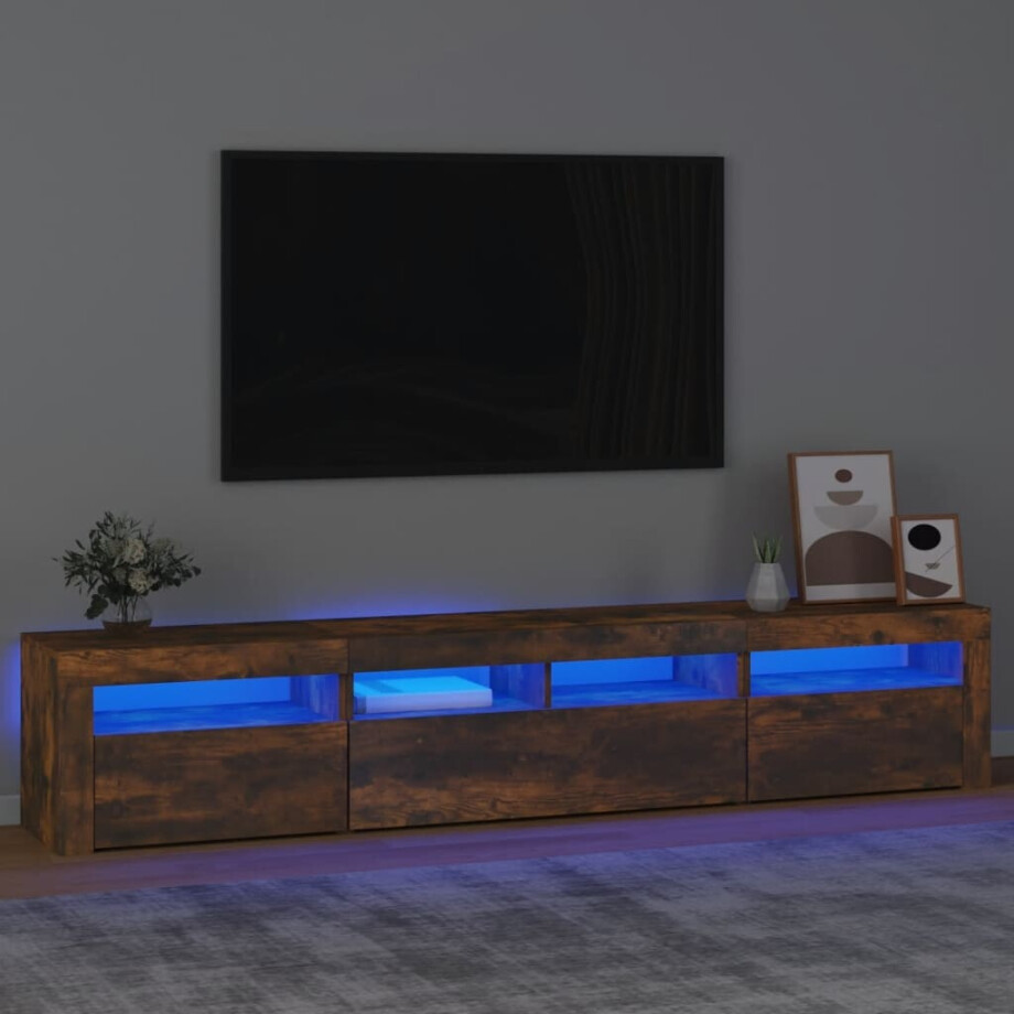 vidaXL Tv-meubel met LED-verlichting 210x35x40 cm gerookt eikenkleurig afbeelding 1