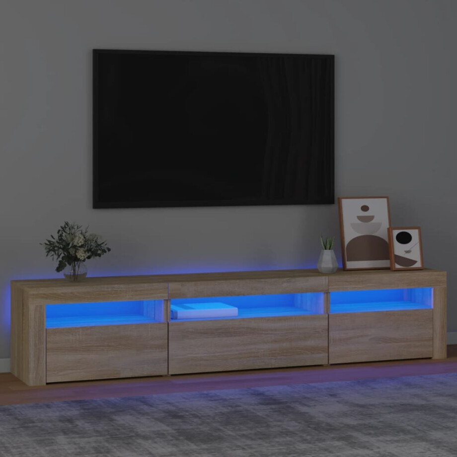 vidaXL Tv-meubel met LED-verlichting 195x35x40 cm sonoma eikenkleurig afbeelding 1
