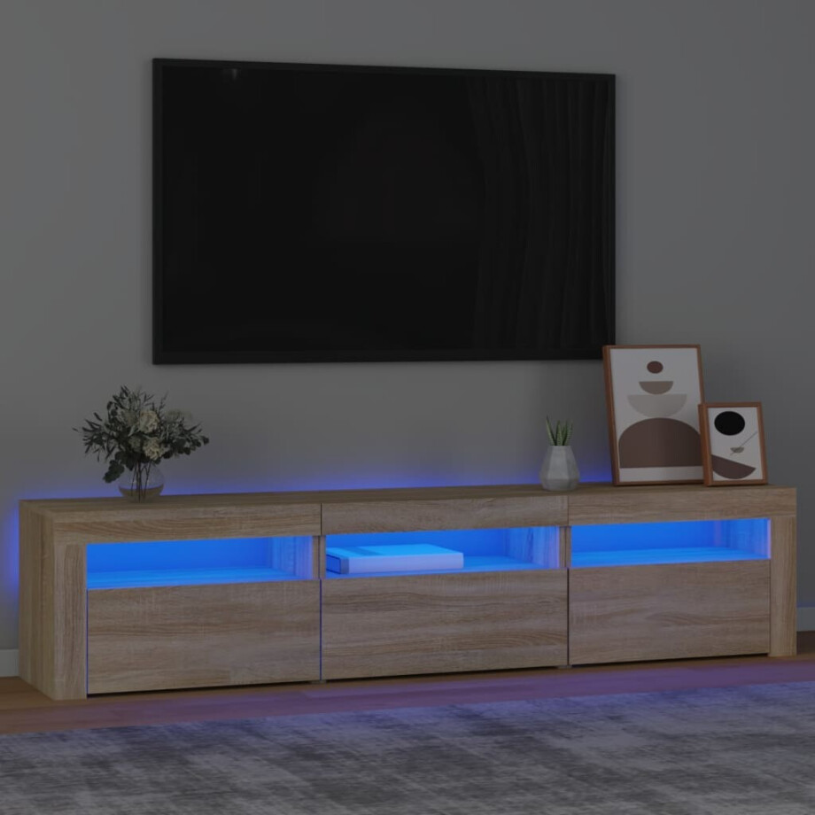 vidaXL Tv-meubel met LED-verlichting 180x35x40 cm sonoma eikenkleurig vidaXL Tv-meubel met LED-verlichting 180x35x40 cm sonoma eikenkleurig afbeelding 1