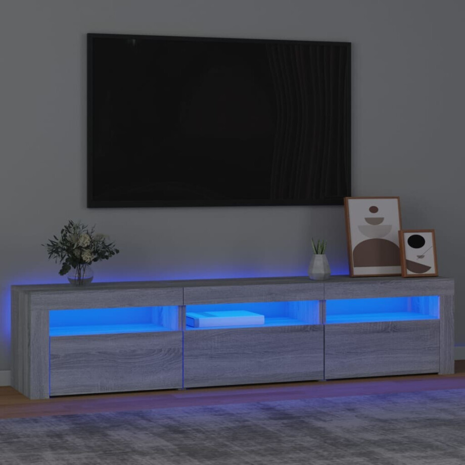 vidaXL Tv-meubel met LED-verlichting 180x35x40 cm grijs sonoma eiken afbeelding 1