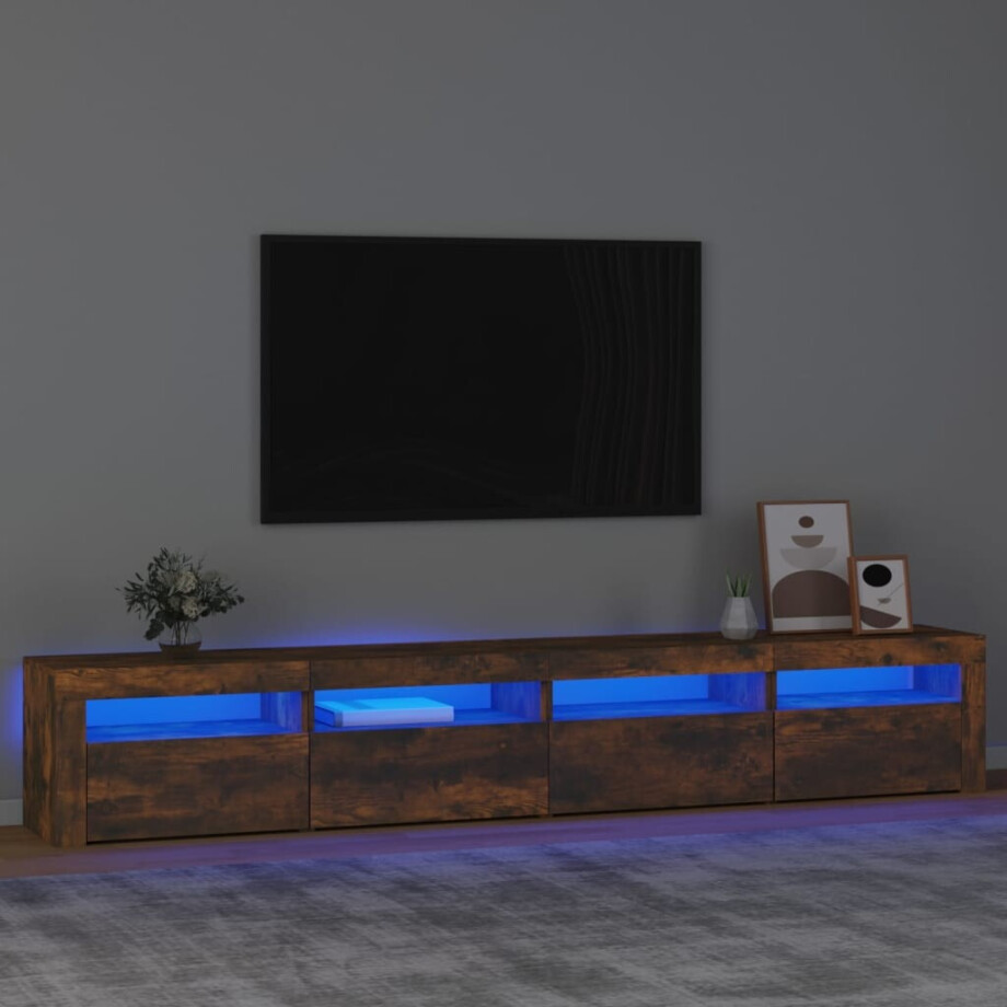 vidaXL Tv-meubel met LED-verlichting 240x35x40 cm gerookt eikenkleurig afbeelding 1