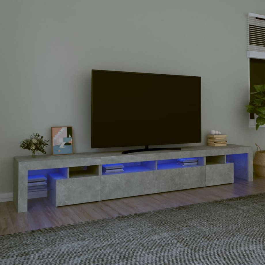 vidaXL Tv-meubel met LED-verlichting 260x36,5x40 cm betongrijs afbeelding 1