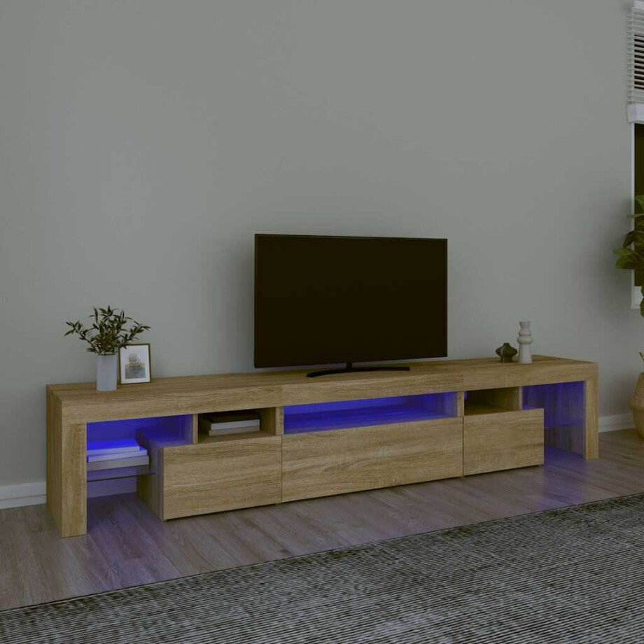 vidaXL Tv-meubel met LED-verlichting 215x36,5x40cm sonoma eikenkleurig vidaXL Tv-meubel met LED-verlichting 215x36,5x40cm sonoma eikenkleurig afbeelding 1