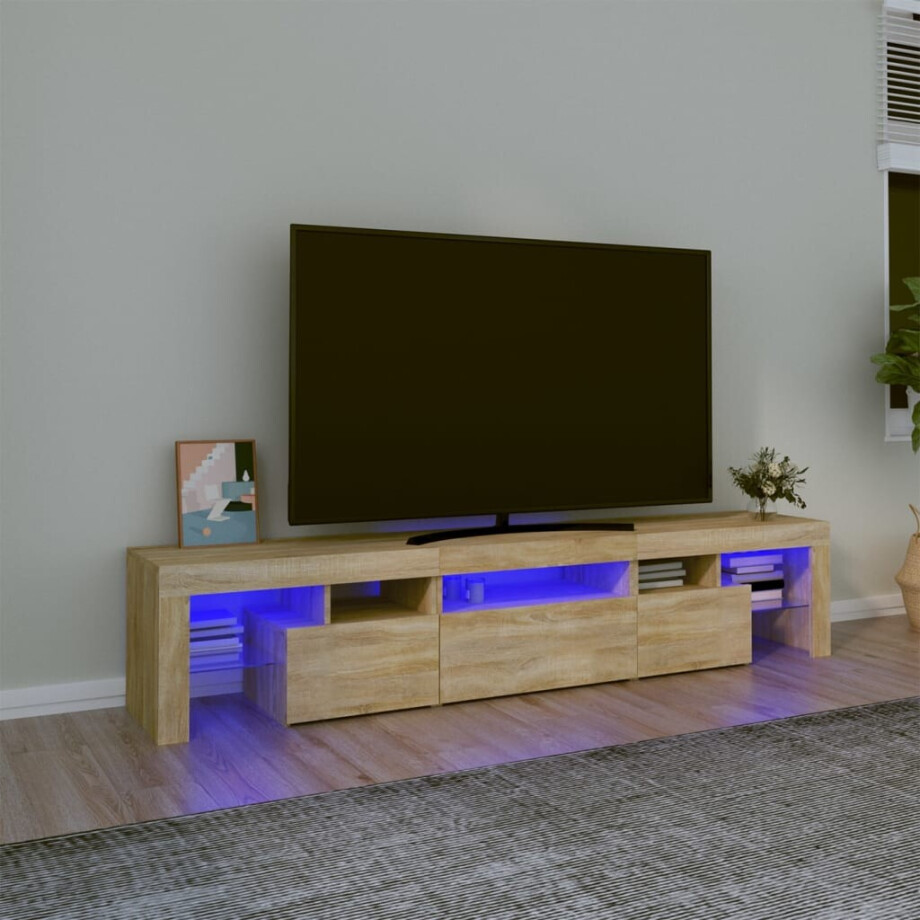 vidaXL Tv-meubel met LED-verlichting 200x36,5x40cm sonoma eikenkleurig vidaXL Tv-meubel met LED-verlichting 200x36,5x40cm sonoma eikenkleurig afbeelding 1