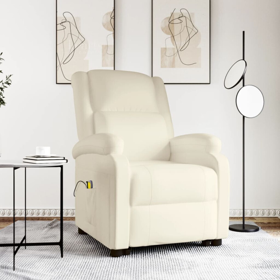 vidaXL Sta-op-massagestoel kunstleer crèmekleurig afbeelding 1