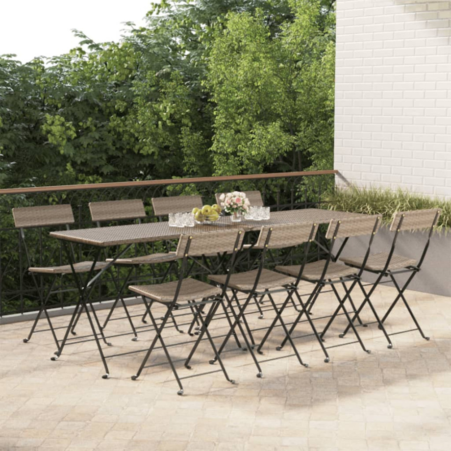 vidaXL Bistrostoelen 8 st inklapbaar poly rattan en staal grijs afbeelding 1