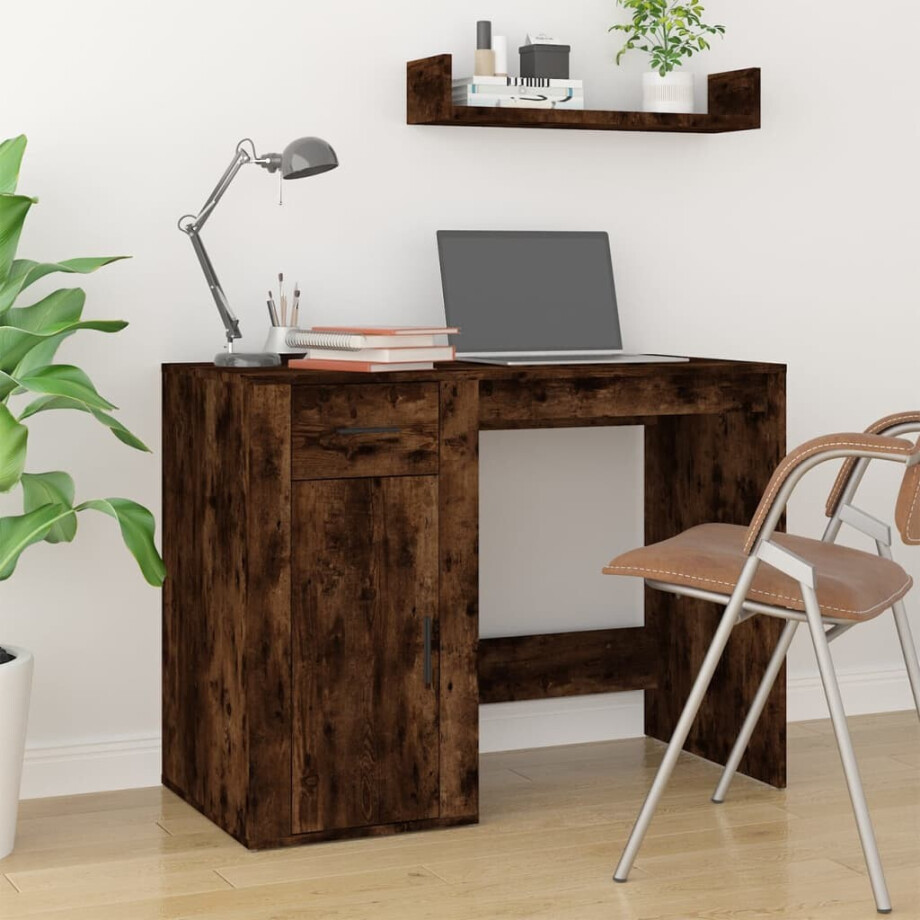 vidaXL Bureau 100x49x75 cm bewerkt hout gerookt eikenkleurig vidaXL Bureau 100x49x75 cm bewerkt hout gerookt eikenkleurig afbeelding 1