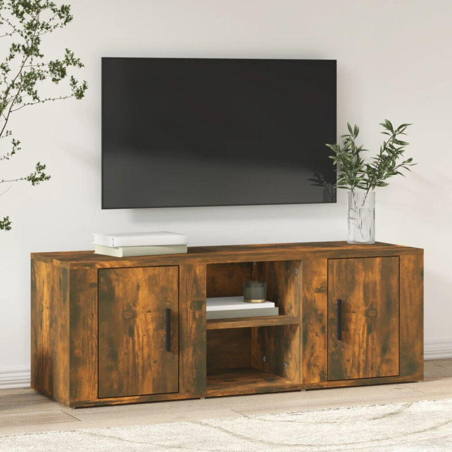 vidaXL Tv-meubel 100x31,5x35 cm bewerkt hout gerookt eikenkleurig afbeelding 1