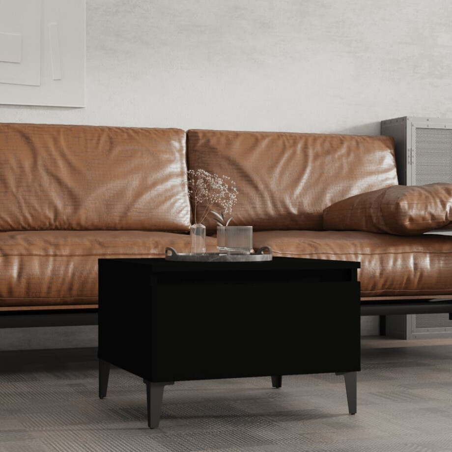 vidaXL Bijzettafel 50x46x35 cm bewerkt hout zwart afbeelding 1