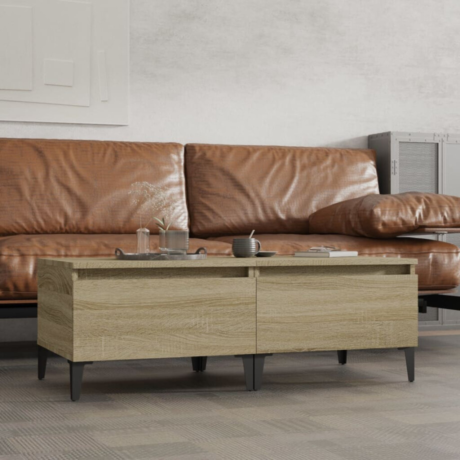 vidaXL Bijzettafels 2 st 50x46x35 cm bewerkt hout sonoma eikenkleurig afbeelding 1