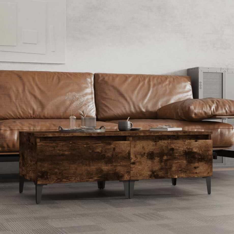 vidaXL Bijzettafels 2 st 50x46x35 cm bewerkt hout gerookt eikenkleurig afbeelding 1