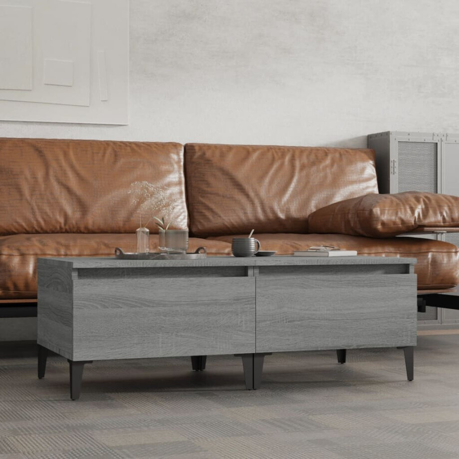 vidaXL Bijzettafels 2 st 50x46x35 cm bewerkt hout grijs sonoma eiken afbeelding 1