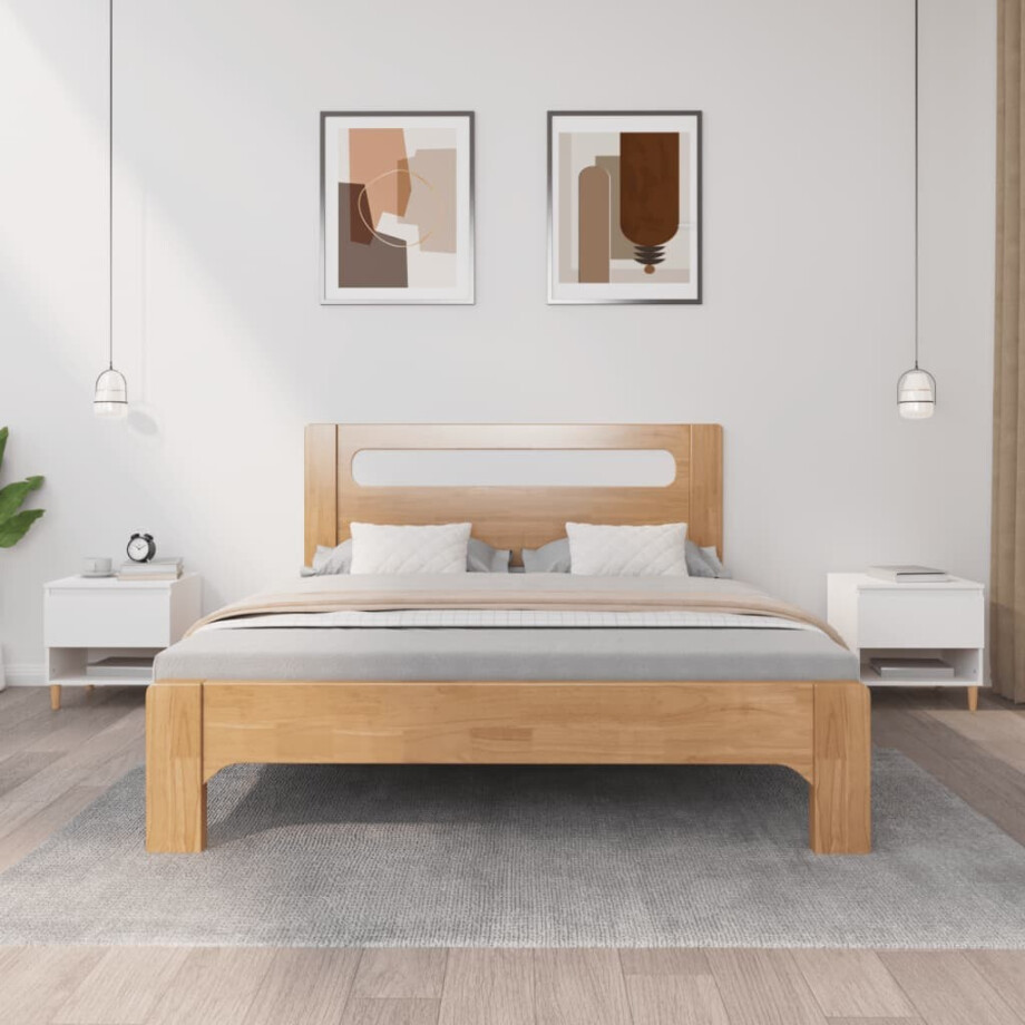 vidaXL Nachtkastjes 2 st 50x46x50 cm bewerkt hout wit afbeelding 1
