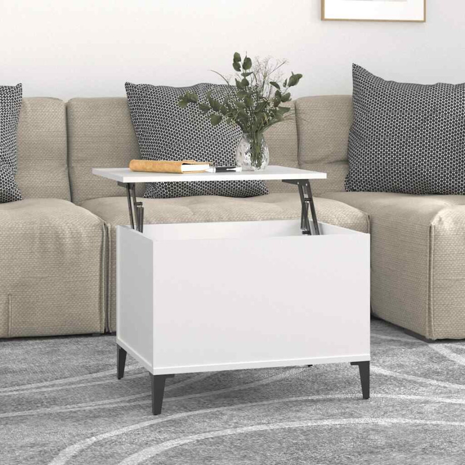 vidaXL Salontafel 60x44,5x45 cm bewerkt hout wit afbeelding 1
