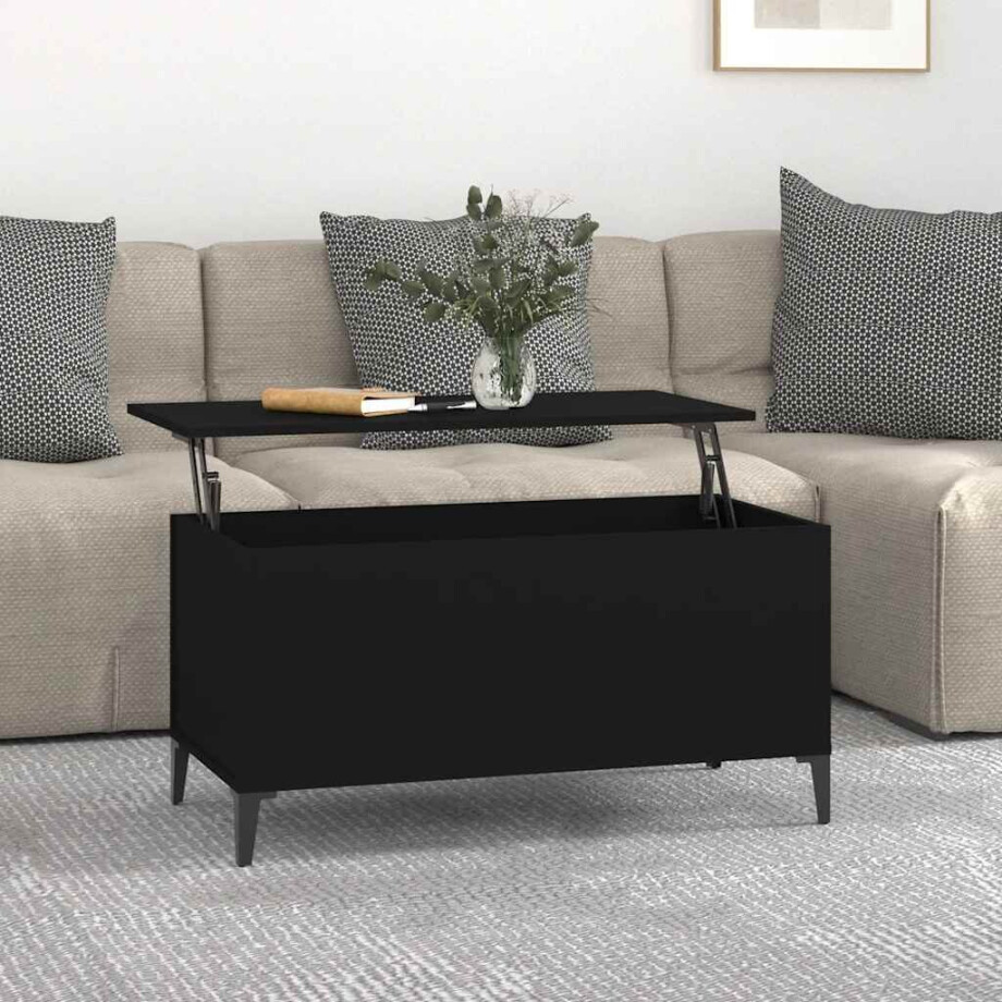 vidaXL Salontafel 90x44,5x45 cm bewerkt hout zwart afbeelding 1