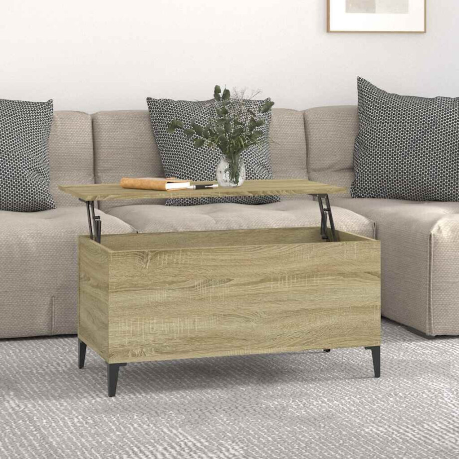 vidaXL Salontafel 90x44,5x45 cm bewerkt hout sonoma eikenkleurig vidaXL Salontafel 90x44,5x45 cm bewerkt hout sonoma eikenkleurig afbeelding 1