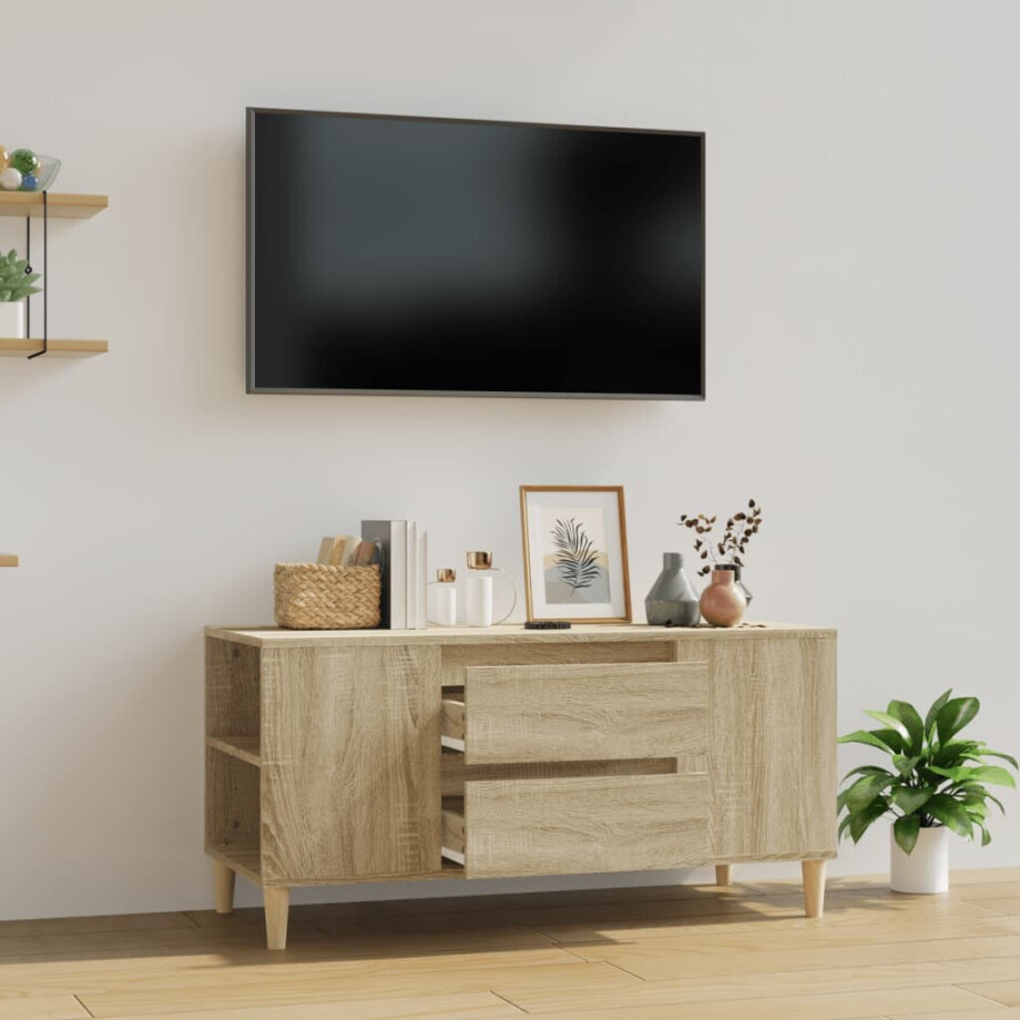 vidaXL Tv-meubel 102x44,5x50 cm bewerkt hout sonoma eikenkleurig afbeelding 1