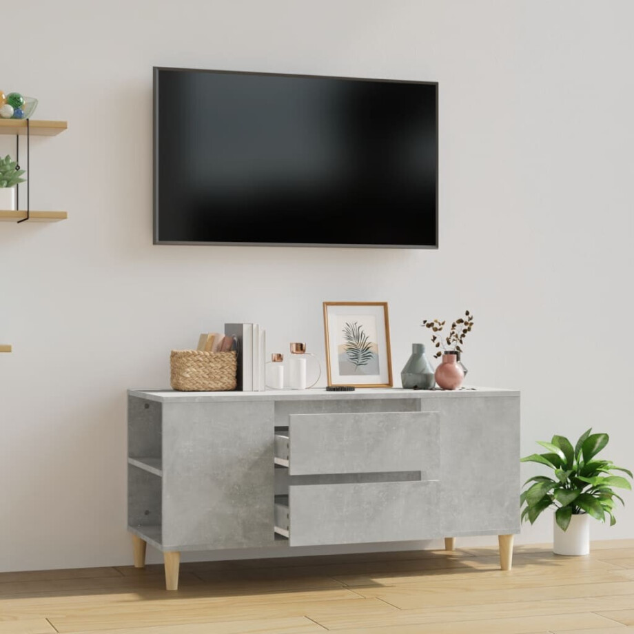 vidaXL Tv-meubel 102x44,5x50 cm bewerkt hout betongrijs afbeelding 1