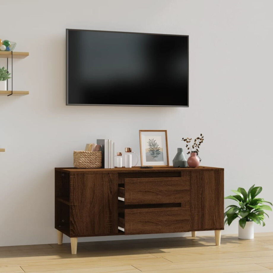 vidaXL Tv-meubel 102x44,5x50 cm bewerkt hout bruin eikenkleur afbeelding 1