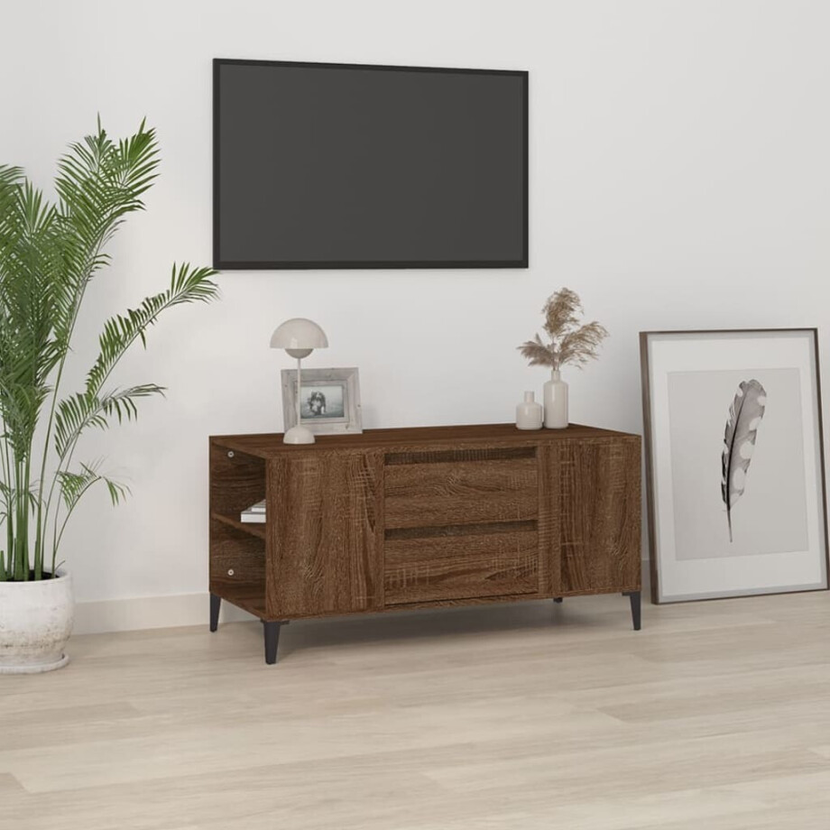 vidaXL Tv-meubel 102x44,5x50 cm bewerkt hout bruin eikenkleur afbeelding 1