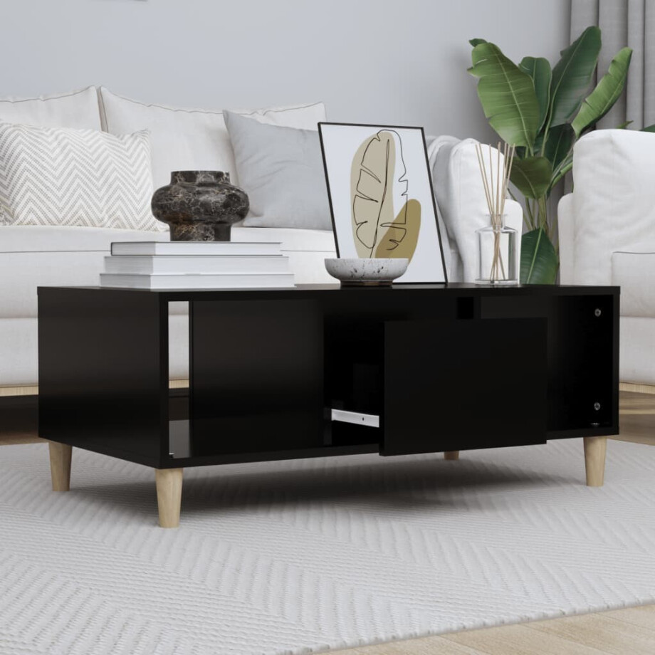 vidaXL Salontafel 90x50x36,5 cm bewerkt hout zwart vidaXL Salontafel 90x50x36,5 cm bewerkt hout zwart afbeelding 1
