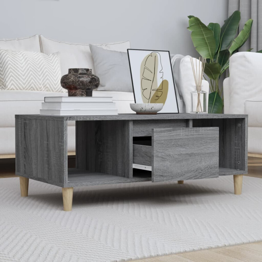vidaXL Salontafel 90x50x36,5 cm bewerkt hout grijs sonoma afbeelding 1