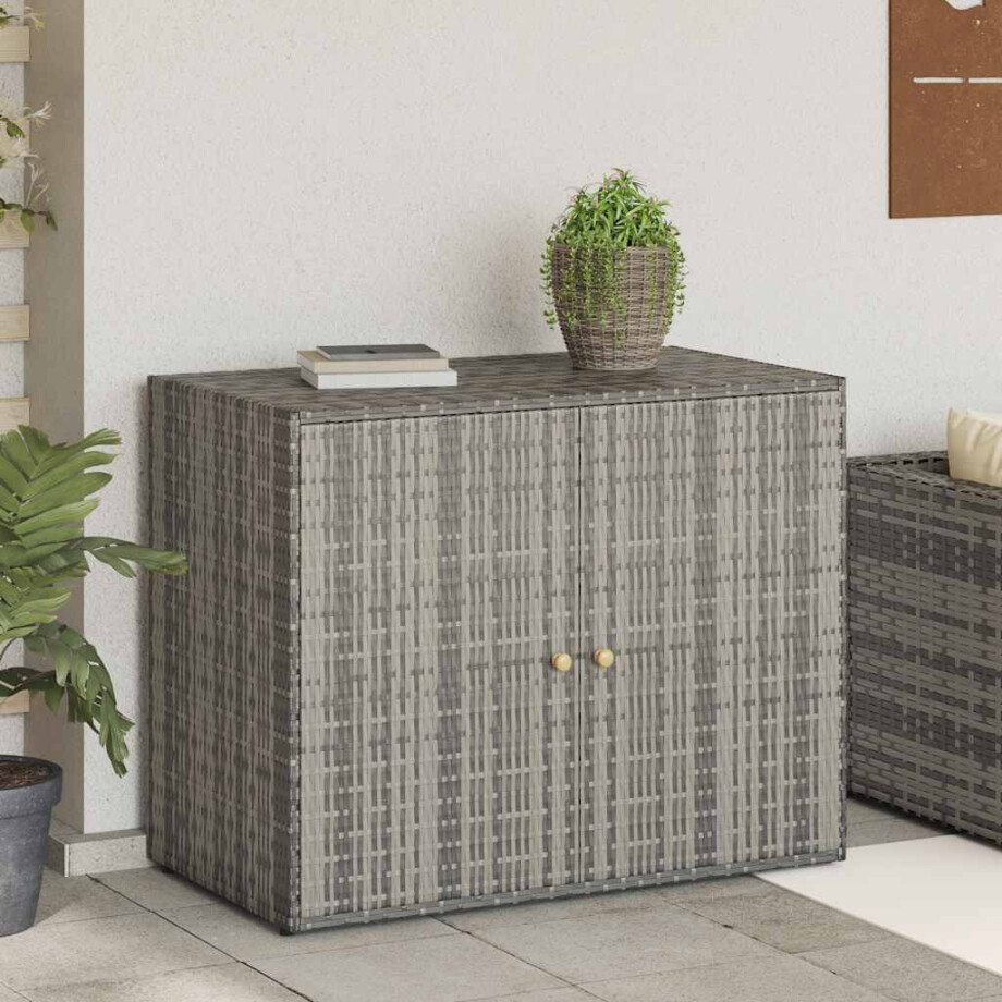 vidaXL Tuinkast 100x55,5x80 cm poly rattan grijs vidaXL Tuinkast 100x55,5x80 cm poly rattan grijs afbeelding 1