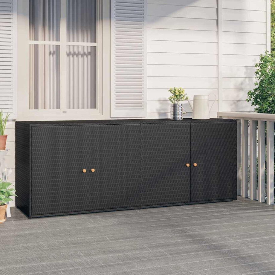vidaXL Tuinkast Zwart 198x55,5x80 cm Poly Rattan afbeelding 1