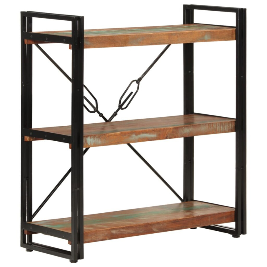 vidaXL Boekenkast 3-laags 77x30x80 cm massief recycled hout en ijzer afbeelding 1