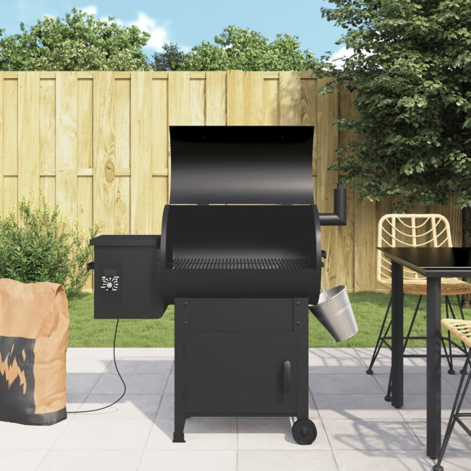 vidaXL Pelletbarbecue met schoorsteen 104 cm ijzer zwart afbeelding 1