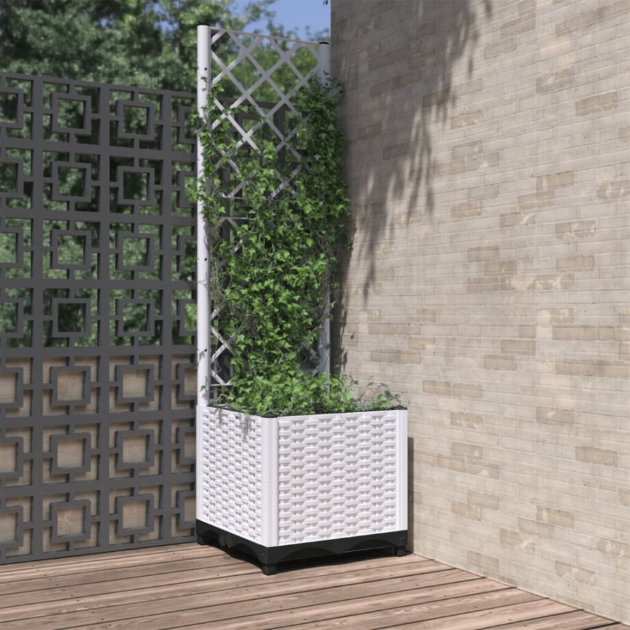 vidaXL Plantenbak met latwerk 40x40x136 cm polypropeen afbeelding 1