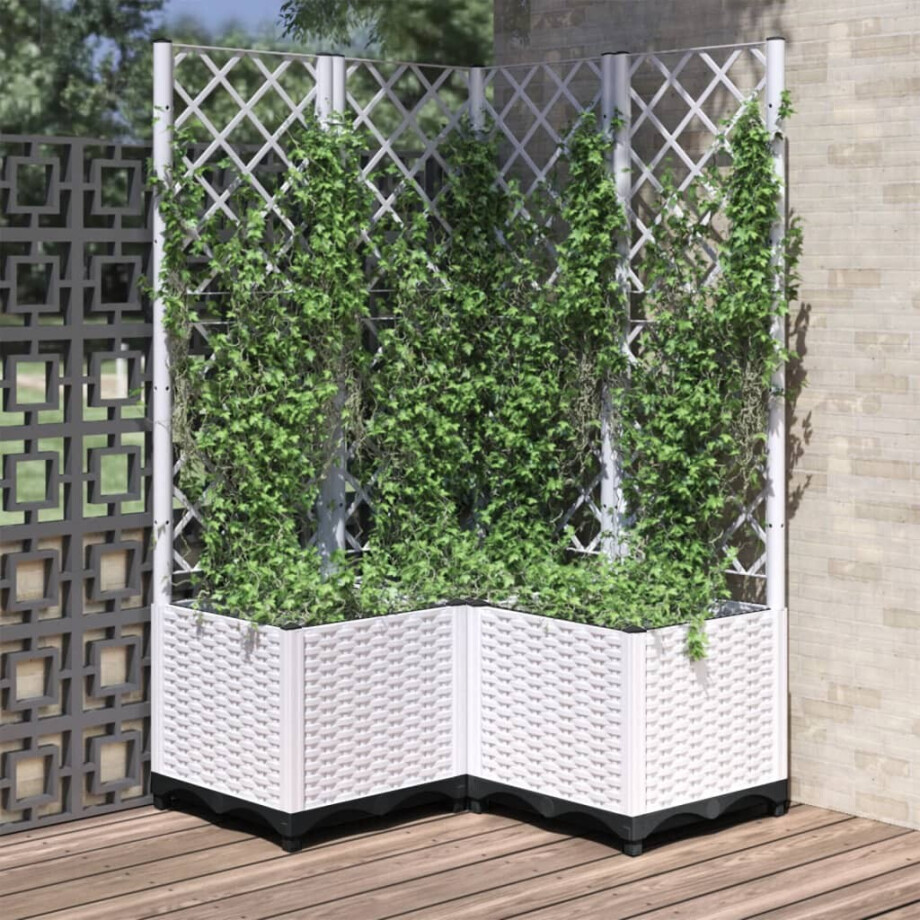 vidaXL Plantenbak met latwerk 80x80x136 cm polypropeen wit vidaXL Plantenbak met latwerk 80x80x136 cm polypropeen wit afbeelding 1