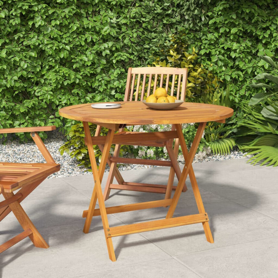 vidaXL Tuintafel inklapbaar Ø 90x75 cm massief acaciahout afbeelding 1