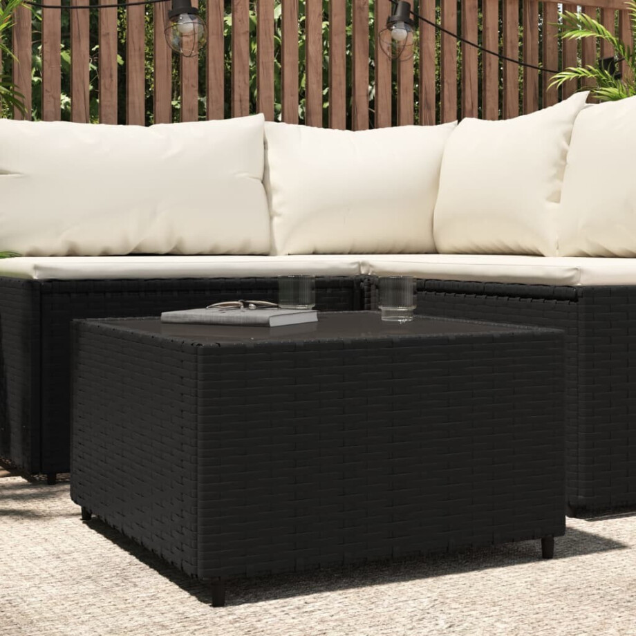 vidaXL Salontafel vierkant 50x50x30 cm poly rattan zwart afbeelding 1