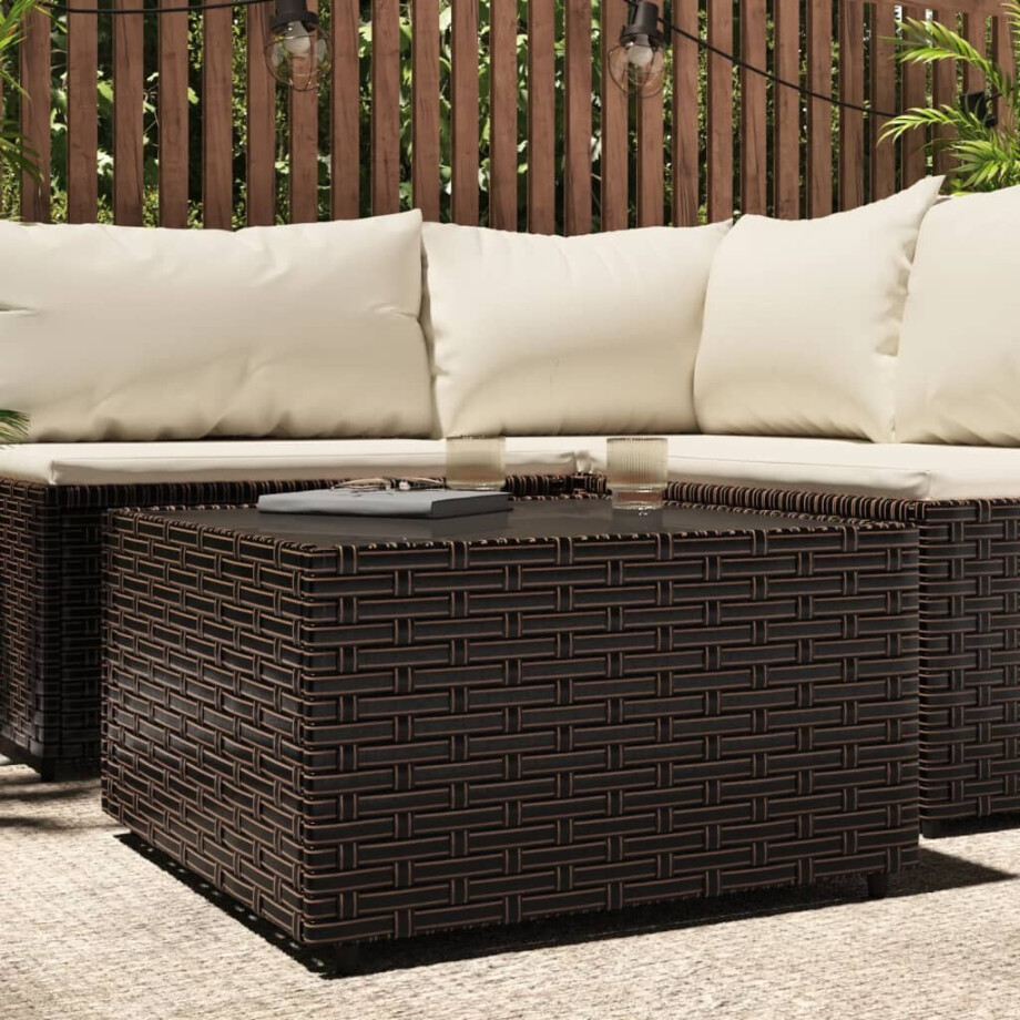 vidaXL Salontafel tuin vierkant 50x50x30 cm poly rattan bruin afbeelding 1