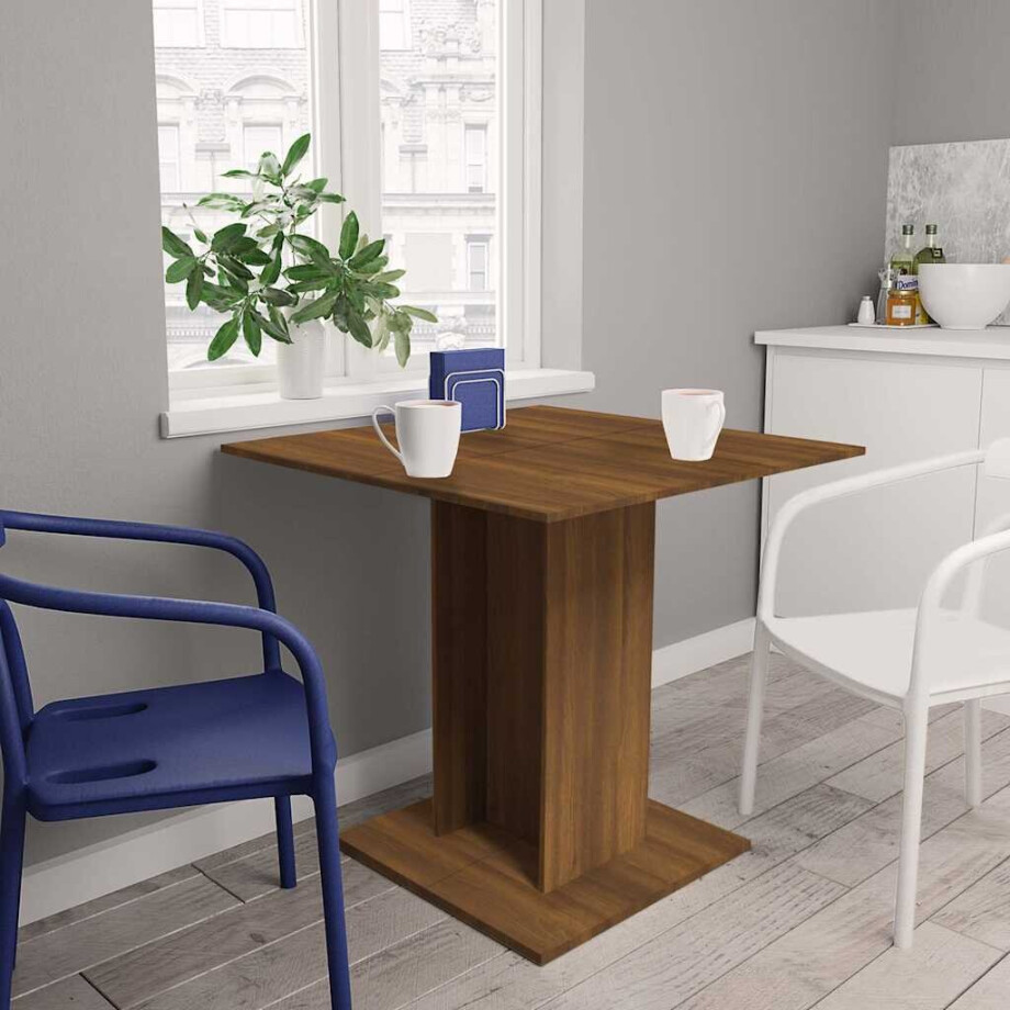 vidaXL Eettafel 80x80x75 cm bewerkt hout bruin eikenkleur afbeelding 1