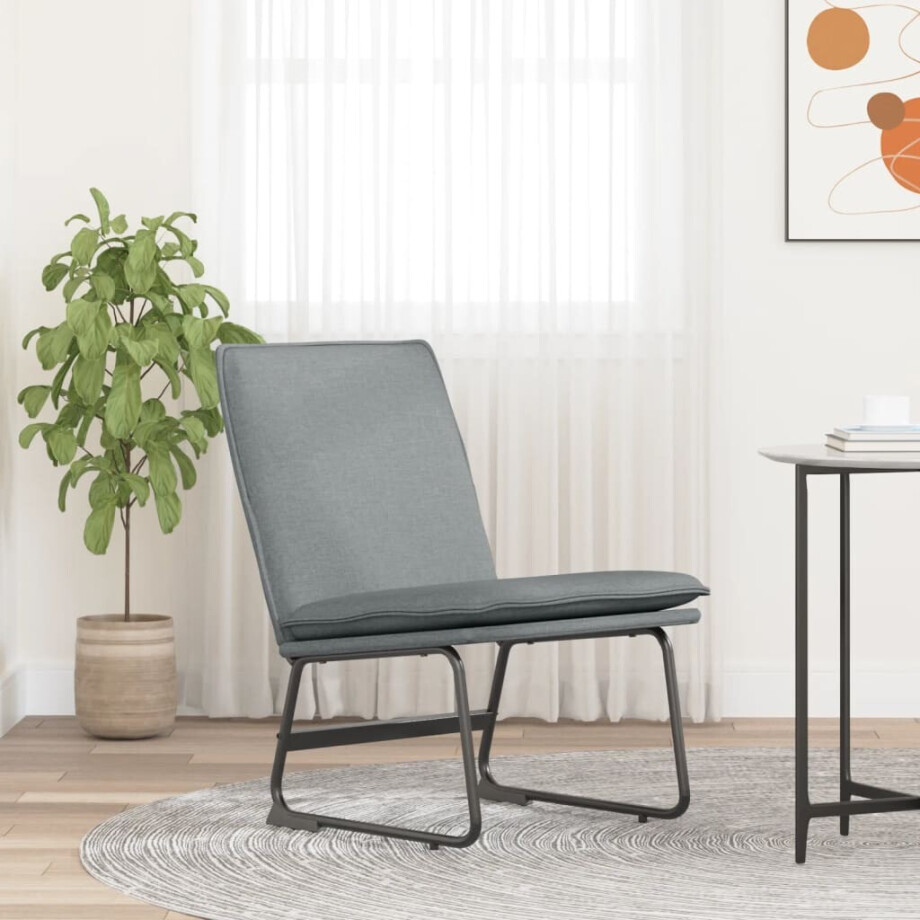 vidaXL Loungestoel 52x75x76 cm stof lichtgrijs afbeelding 1