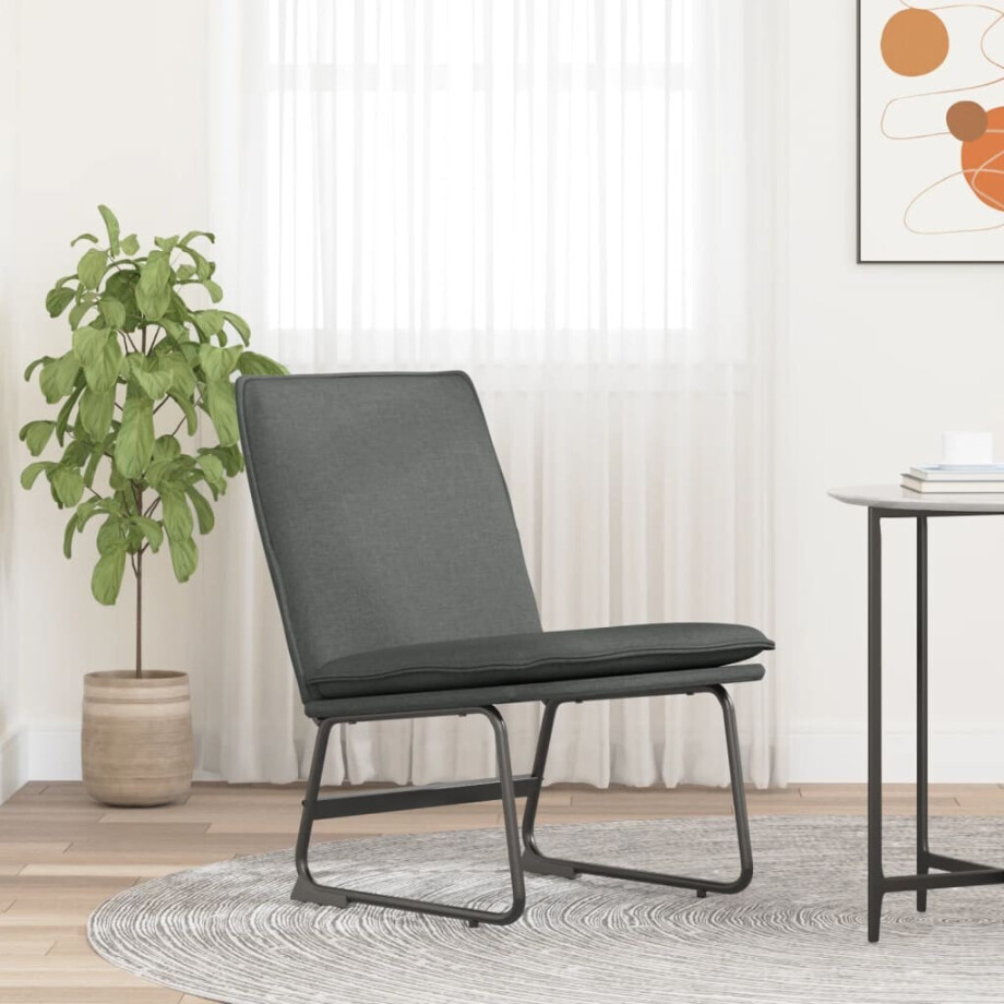 vidaXL Loungestoel 52x75x76 cm stof donkergrijs afbeelding 1
