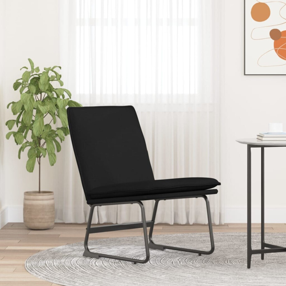 vidaXL Loungestoel 52x75x76 cm stof zwart vidaXL Loungestoel 52x75x76 cm stof zwart afbeelding 1