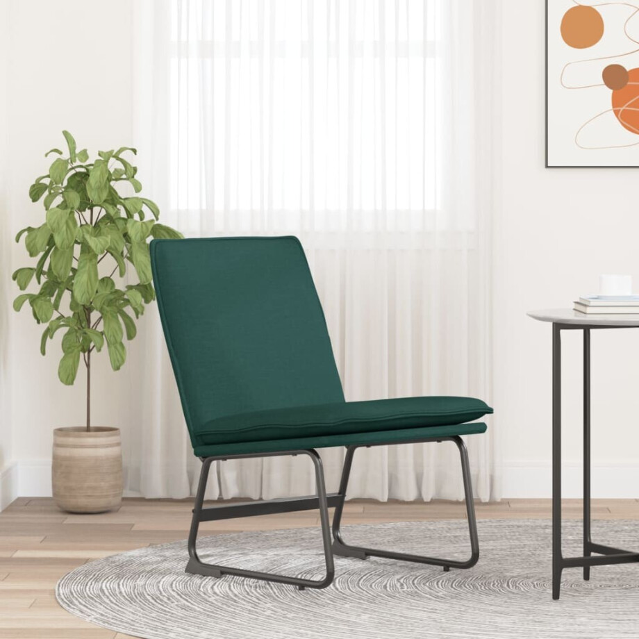 vidaXL Loungestoel 52x75x76 cm stof donkergroen vidaXL Loungestoel 52x75x76 cm stof donkergroen afbeelding 1