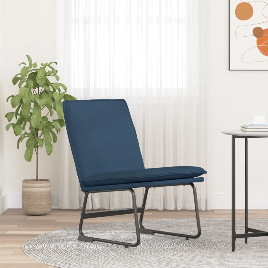 vidaXL Loungestoel 52x75x76 cm stof blauw afbeelding 1